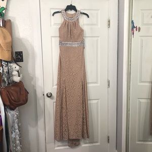 Gorgeous Nude & Silver Prom Dress